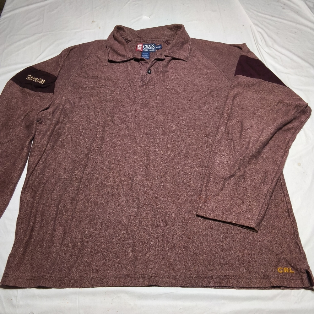 Chaps Ralph Lauren Henley Shirt Maroon Long Sleeve Men's Size XL 100% Cotton